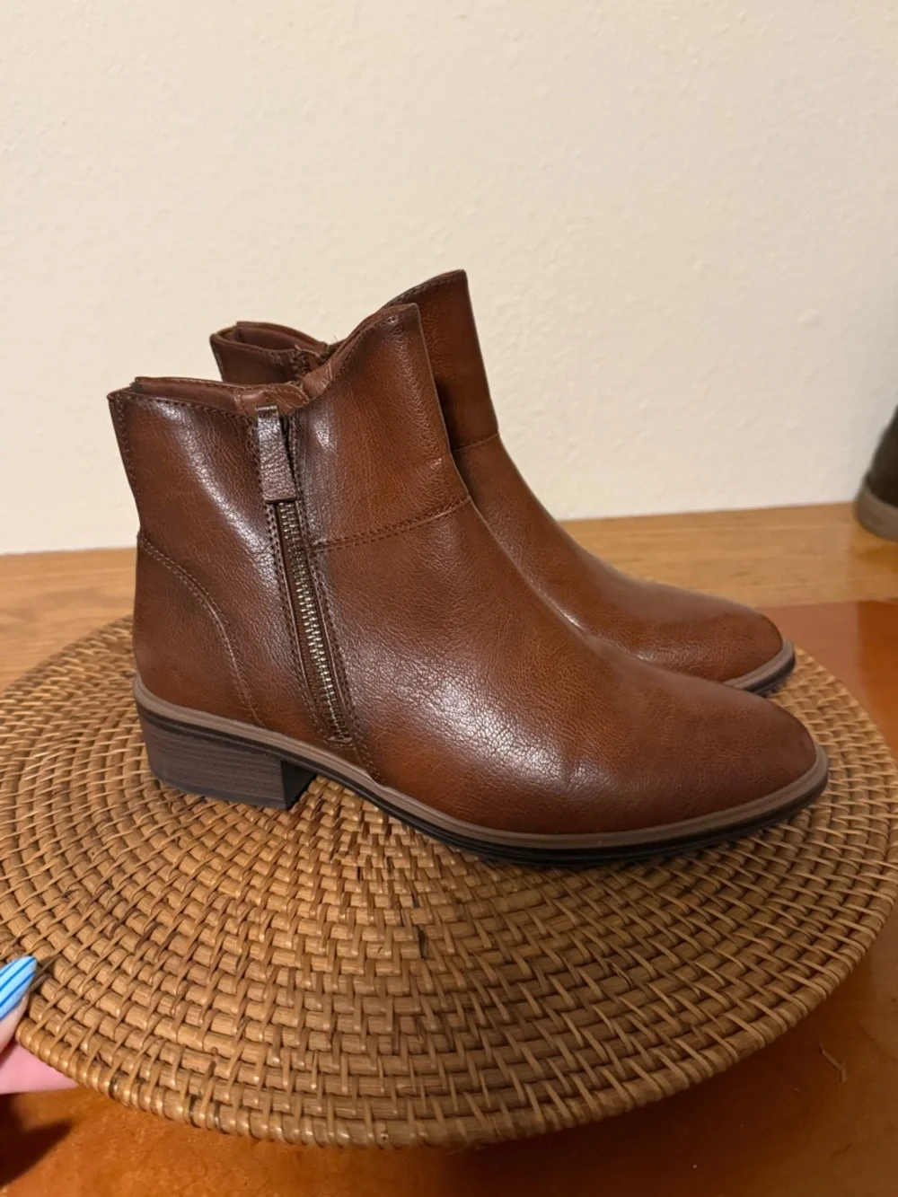 Women’s Tan  Brown Leather Ankle Boots‎ - Classic Side Zip